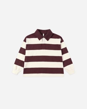Rugby Polo || Burgundy Stripe