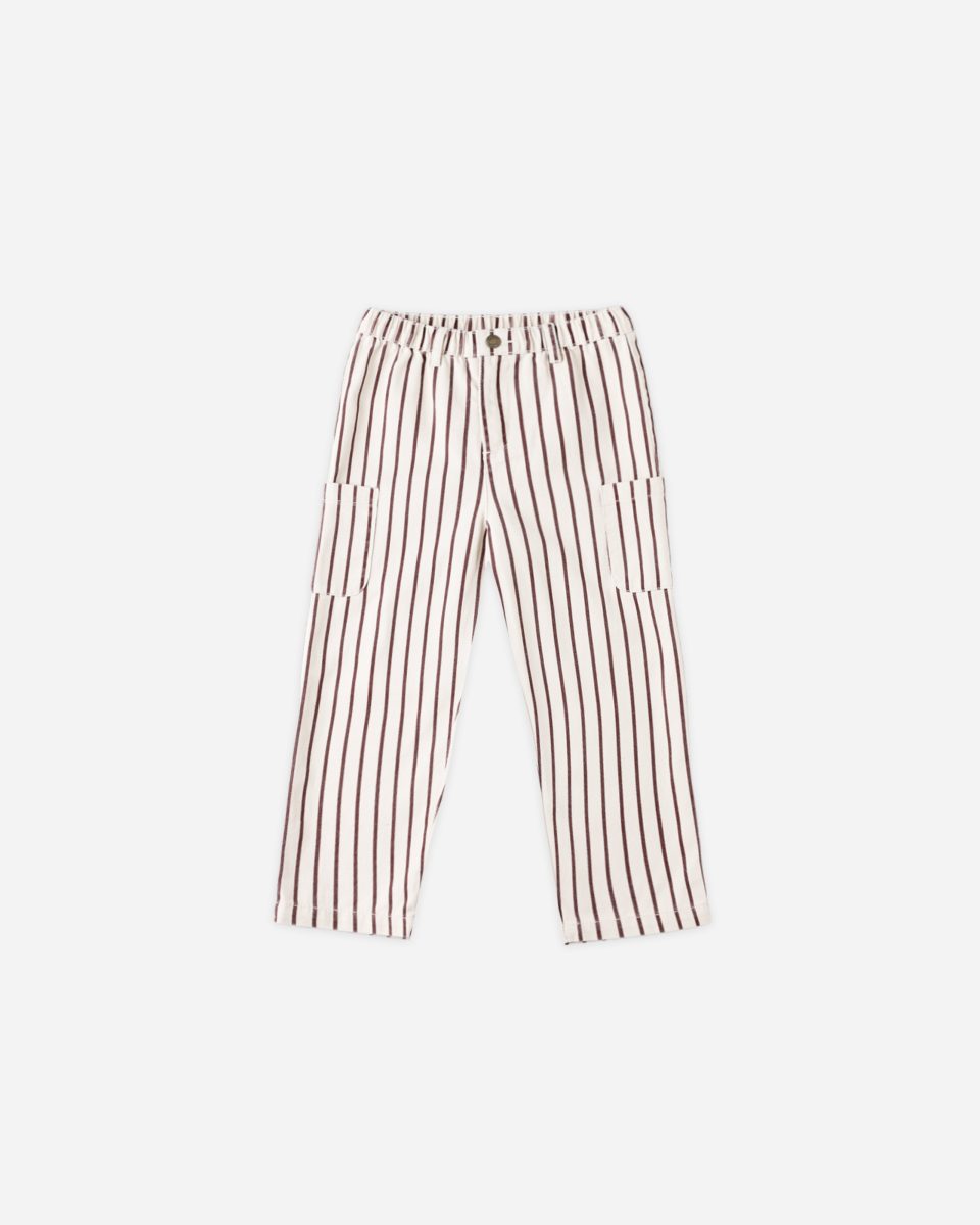 Relaxed Cargo Pant || Burgundy Pinstripe