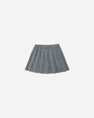 Knit Pleated Skirt || Heathered Grey