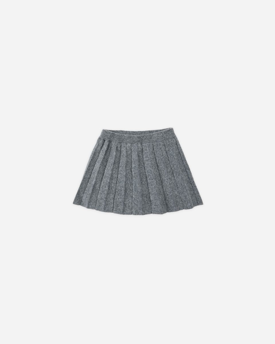 Knit Pleated Skirt || Heathered Grey