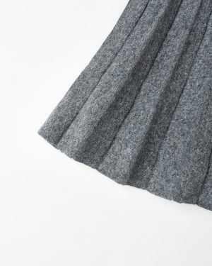 Knit Pleated Skirt || Heathered Grey