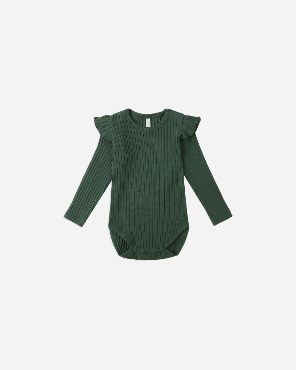 Shoulder Ruffle Bodysuit || Green