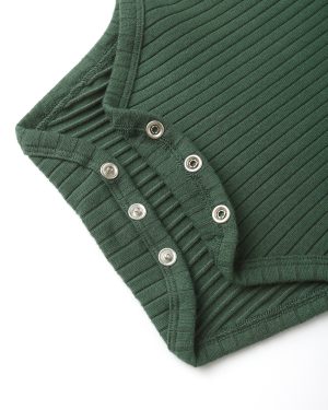 Shoulder Ruffle Bodysuit || Green