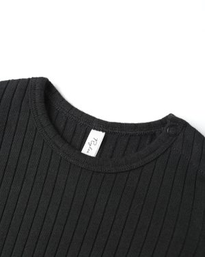 Shoulder Ruffle Bodysuit || Black