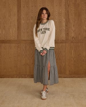 Tiered Midi Skirt | Black Gingham