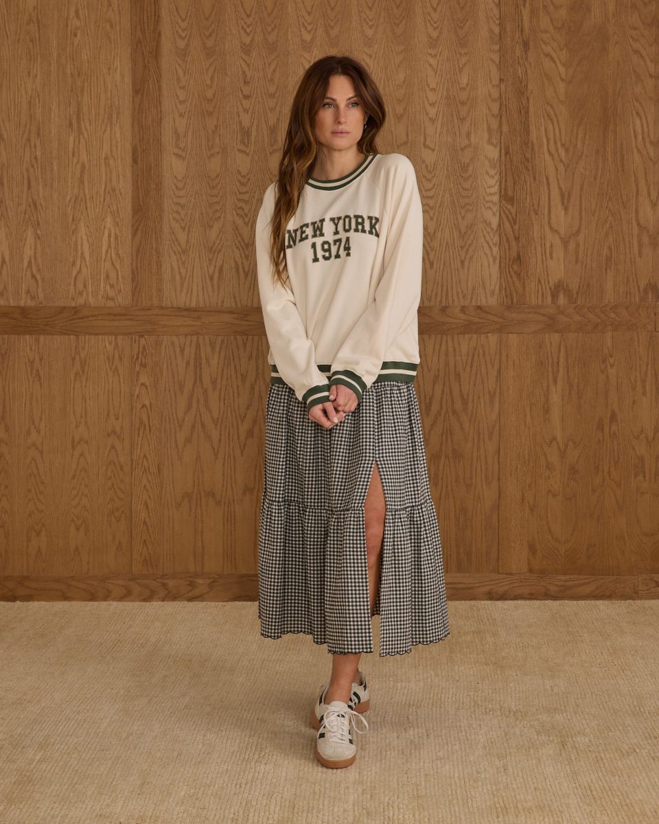 Tiered Midi Skirt | Black Gingham