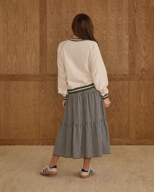 Tiered Midi Skirt | Black Gingham