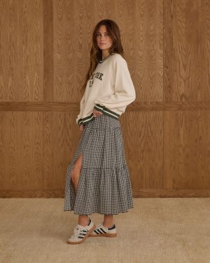 Tiered Midi Skirt | Black Gingham