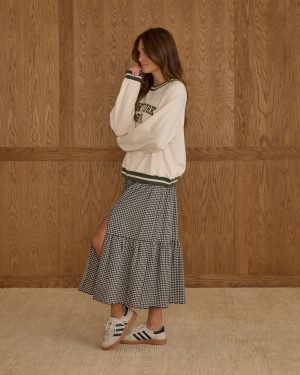Tiered Midi Skirt | Black Gingham