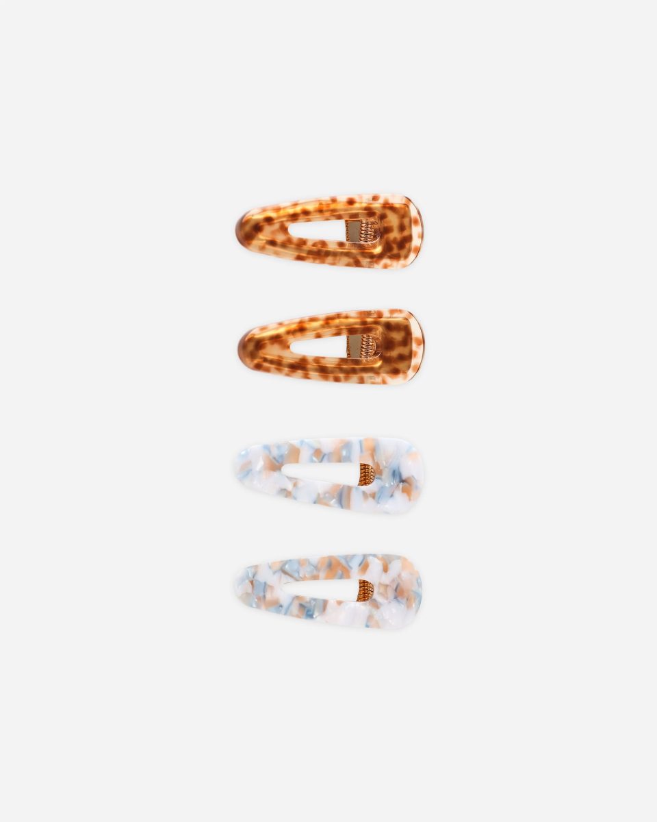 Slider Clip. Pack of 4 || Brown. Blue Tortoise