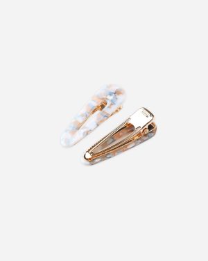 Slider Clip. Pack of 4 || Brown. Blue Tortoise