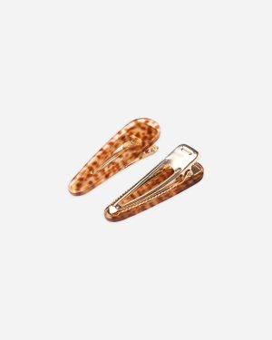 Slider Clip. Pack of 4 || Brown. Blue Tortoise