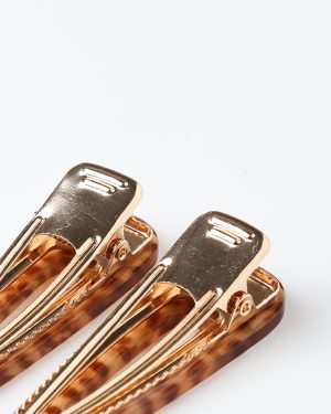 Slider Clip. Pack of 4 || Brown. Blue Tortoise