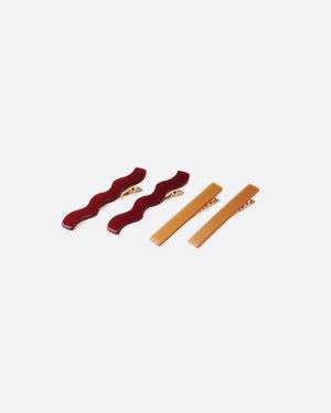 Wavy Clip Set || Burgundy. Golden