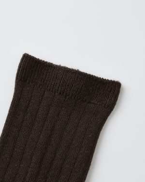 Ribbed Socks || Brown. Dusty Blue