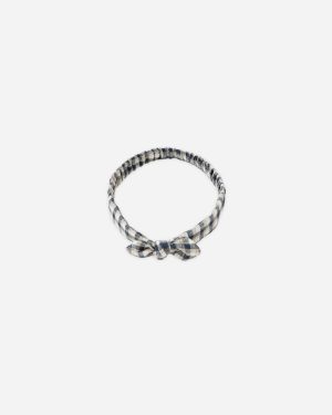 Baby Bow Headband || Navy Check