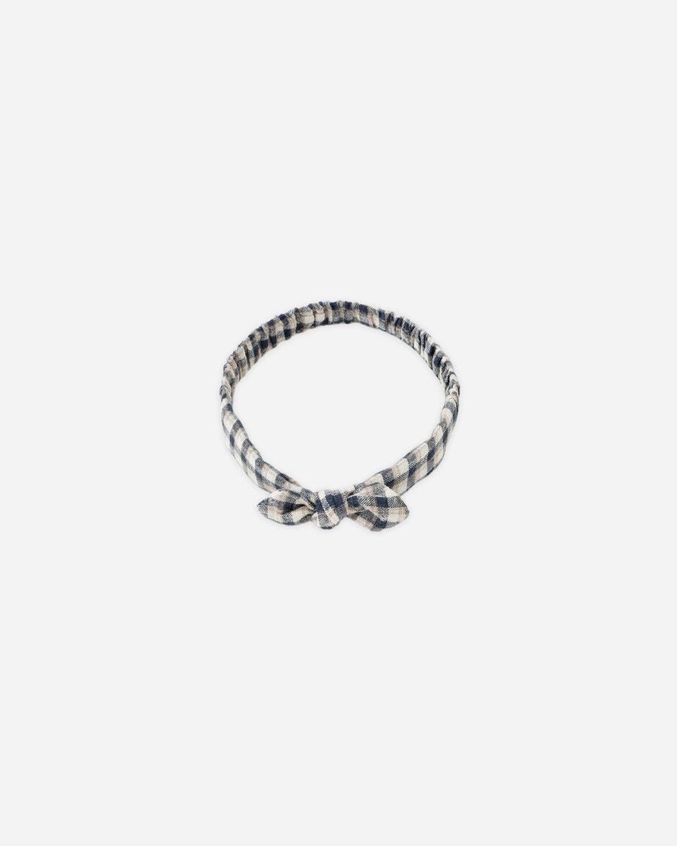 Baby Bow Headband || Navy Check