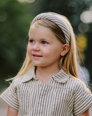 Padded Headband || Navy Pinstripe