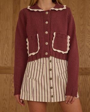 Collared Cardigan || Burgundy