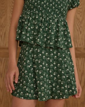 Rachel Skirt || Green Ditsy
