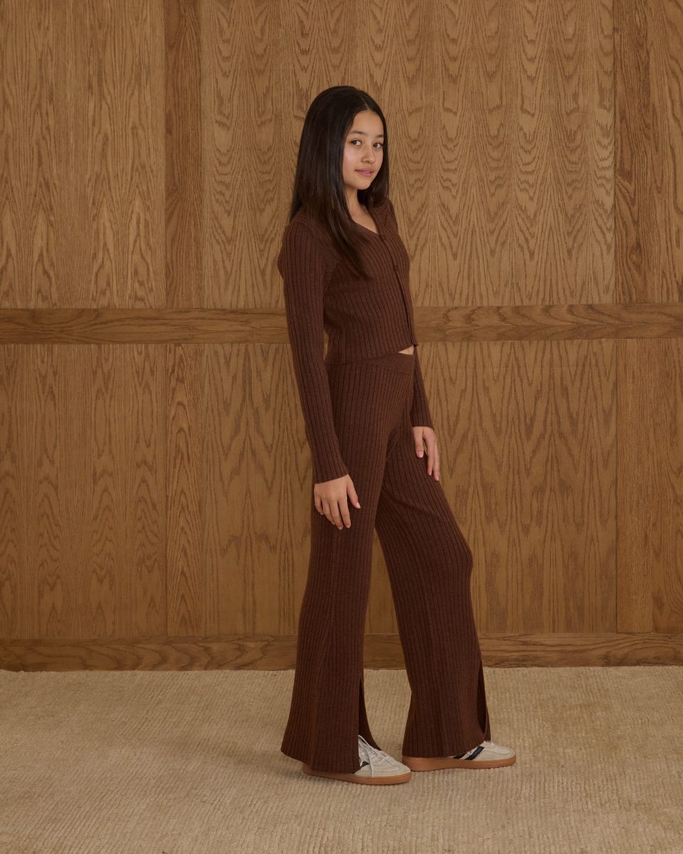 Ribbed Knit Pant || Brown