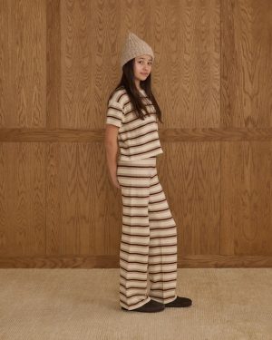 Knit Wide Leg || Burgundy Stripe