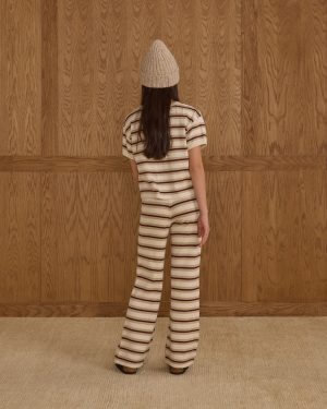 Knit Wide Leg || Burgundy Stripe