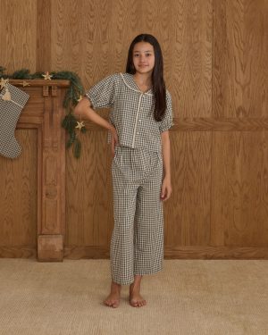 Ruffle Pajamas || Evergreen Gingham
