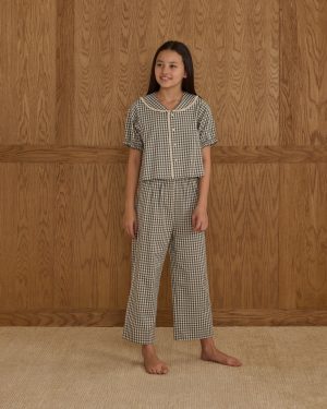 Ruffle Pajamas || Evergreen Gingham