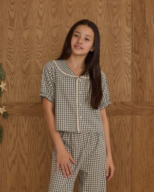 Ruffle Pajamas || Evergreen Gingham