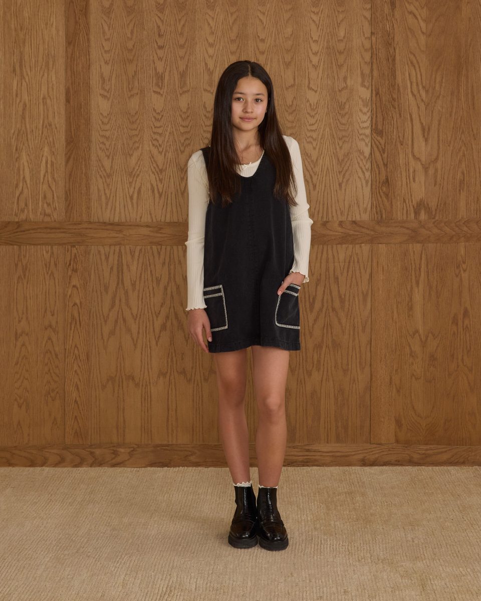 V-neck Overall Dress || Washed Black