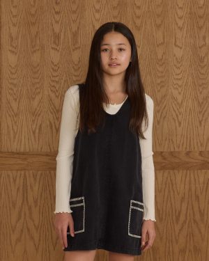 V-neck Overall Dress || Washed Black