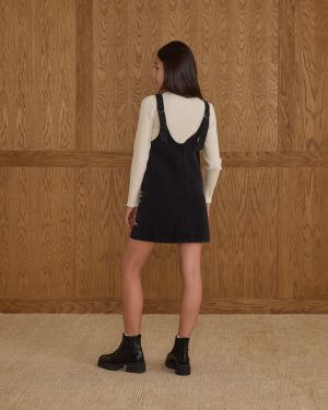 V-neck Overall Dress || Washed Black