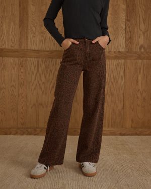 Baggy Wide Leg Denim || Leopard