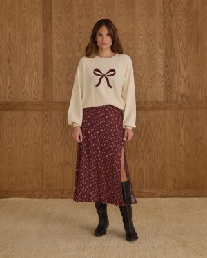 Button Slit Skirt | Harvest Berry