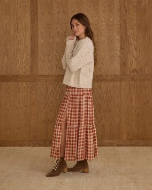 Tiered Midi Skirt | Red Plaid