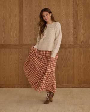 Tiered Midi Skirt | Red Plaid