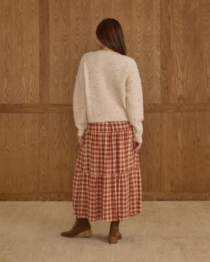Tiered Midi Skirt | Red Plaid