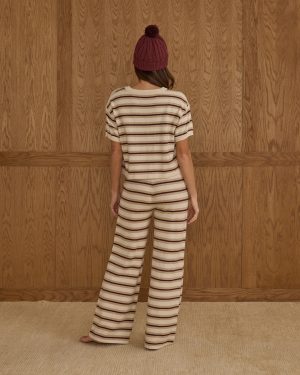 Knit Wide Leg Pant | Burgundy Stripe
