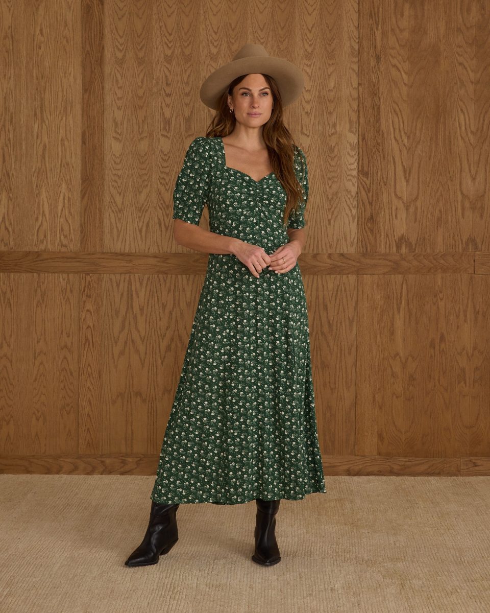 Violet Dress | Green Ditsy