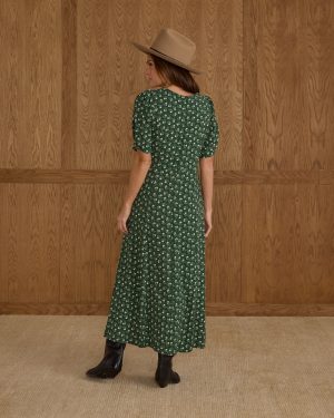 Violet Dress | Green Ditsy