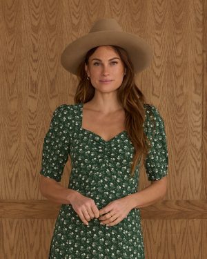 Violet Dress | Green Ditsy