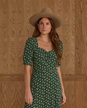 Violet Dress | Green Ditsy