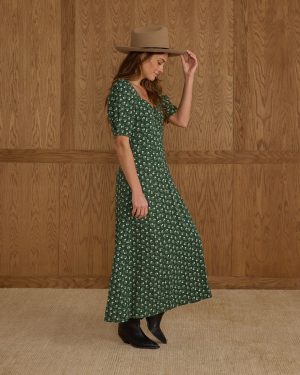 Violet Dress | Green Ditsy