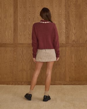 Collared Cardigan | Burgundy