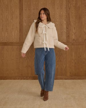Shearling Collared Coat | Natural