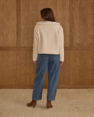 Shearling Collared Coat | Natural