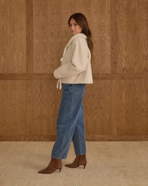 Shearling Collared Coat | Natural