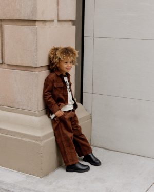 Corduroy Baggy Pant || Brown Plaid