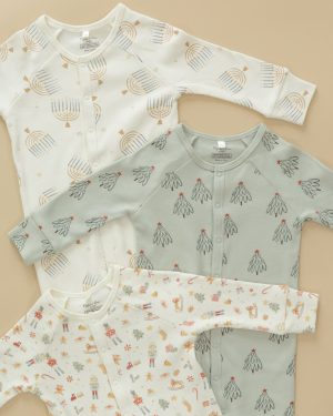 Organic Long John Pajamas || Festive